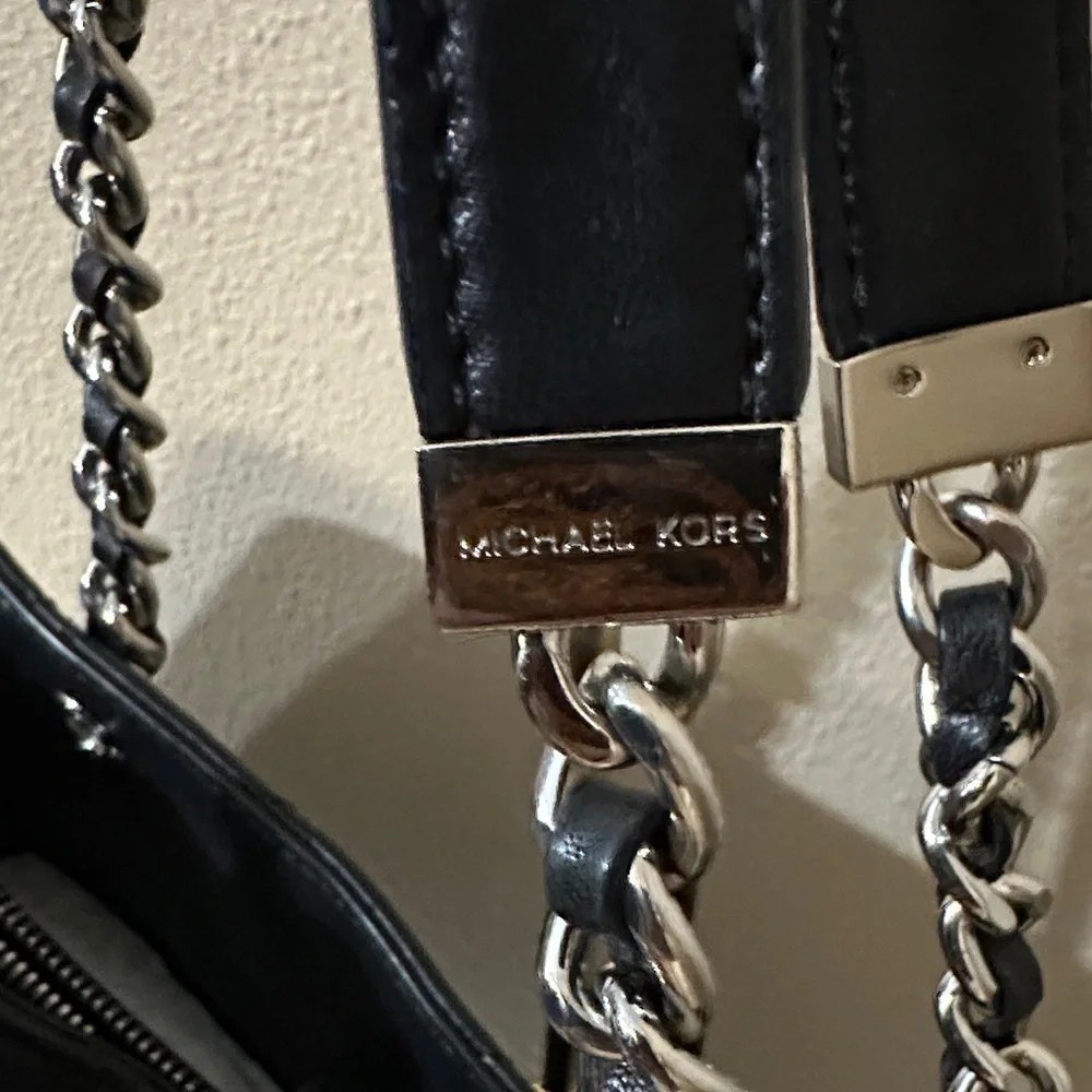 Michael Kors Black Quilted Shoulder Bag With Dust Bag & Scarf